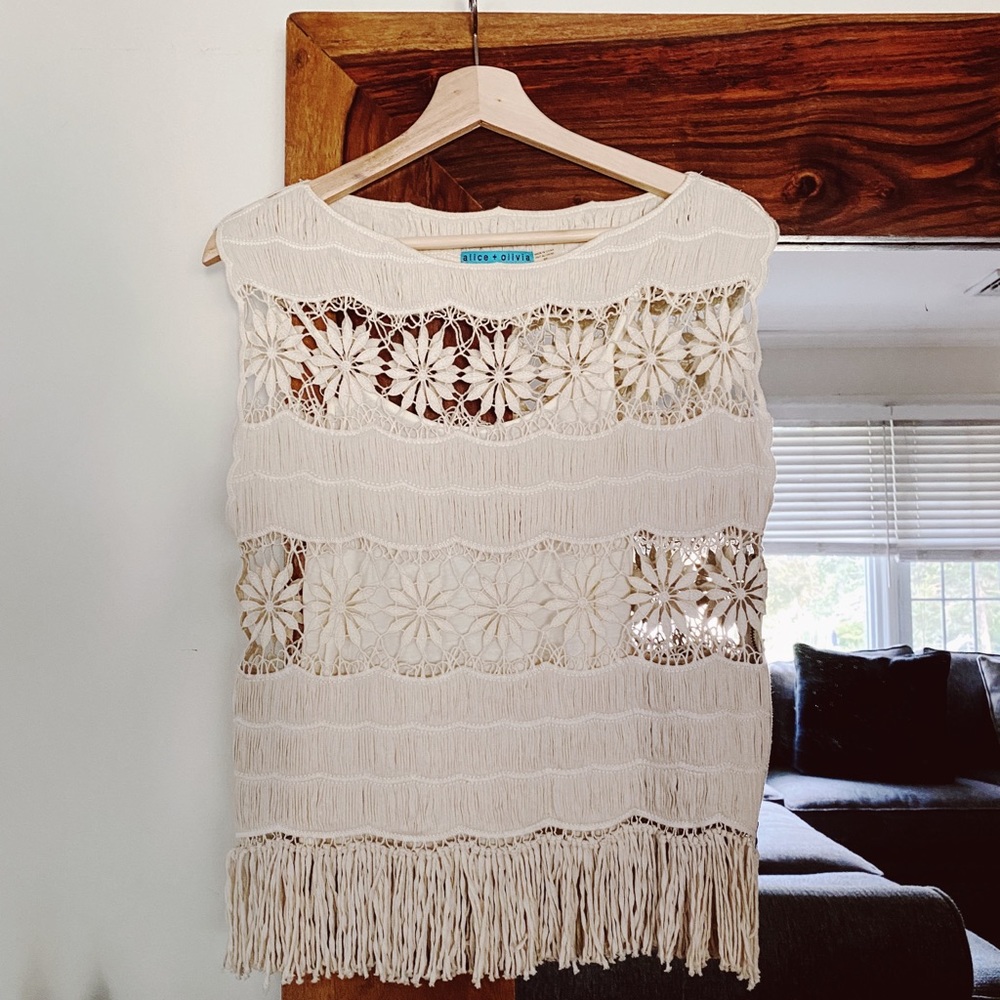 Alice + Olivia Crochet Zipper Blouse
